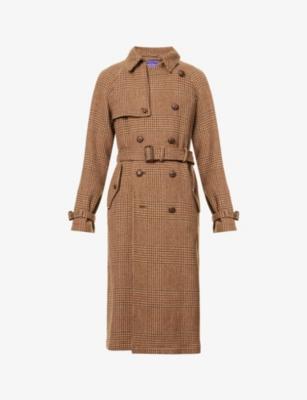 Houndstooth double-breasted wool trench coat by RALPH LAUREN