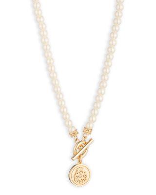 Imitation Pearl Coin Pendant Necklace by RALPH LAUREN