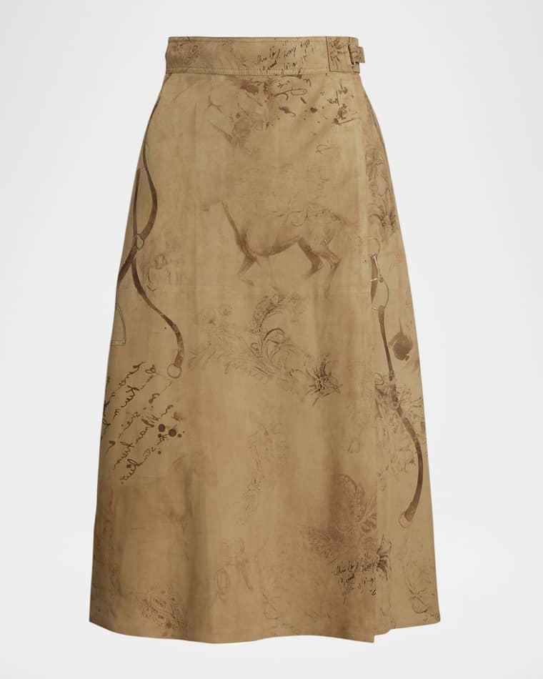 Jackeline Print Lamb-Suede Skirt by RALPH LAUREN
