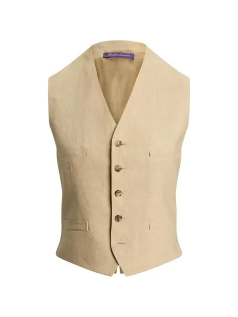 Jaiden V-neck buttoned linen vest by RALPH LAUREN