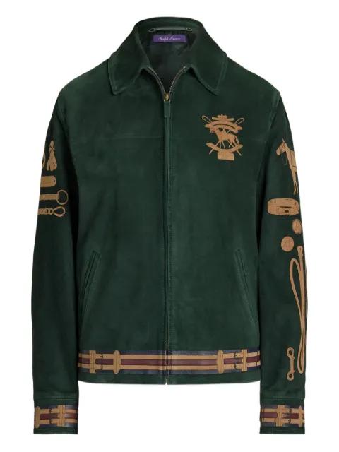 Jessa equestrian-motif suede jacket by RALPH LAUREN