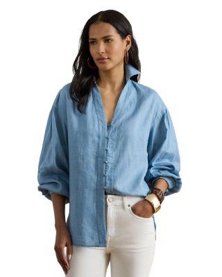 Linen Blouson Sleeve Shirt by RALPH LAUREN