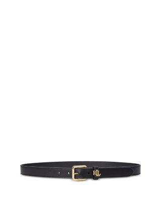 Logo Keeper Leather Skinny Belt by RALPH LAUREN
