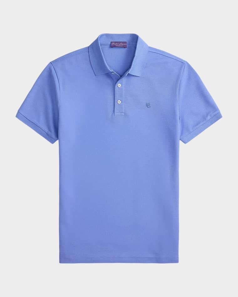 Men's Double-Mercerized Pique Monogram Polo Shirt by RALPH LAUREN