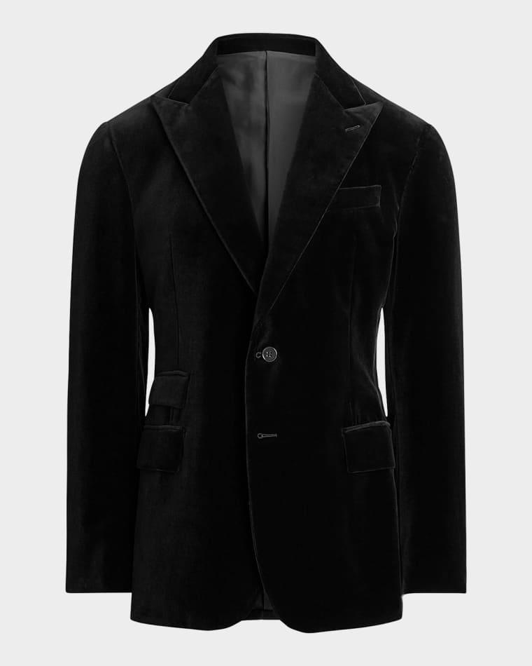Men's Velvet Peak Lapel Single-Breasted Sport Coat by RALPH LAUREN Men's Velvet Peak Lapel Single-Breasted Sport Coat by RALPH LAUREN