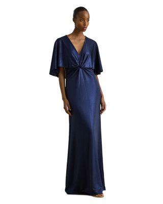Metallic Jersey Twist Front Cape Gown by RALPH LAUREN