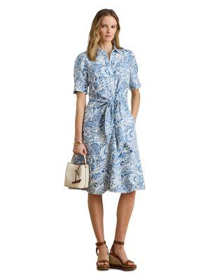 Paisley Tie Front Linen Shirtdress by RALPH LAUREN