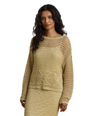Pointelle Knit Linen Blend Sweater by RALPH LAUREN