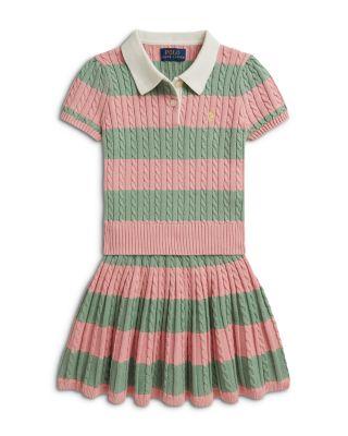 Polo Ralph Lauren Girls' Striped Cable Cotton Sweater & Skirt Set - Little Kid by RALPH LAUREN