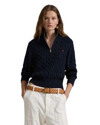 Quarter Zip Cable Knit Sweater by RALPH LAUREN