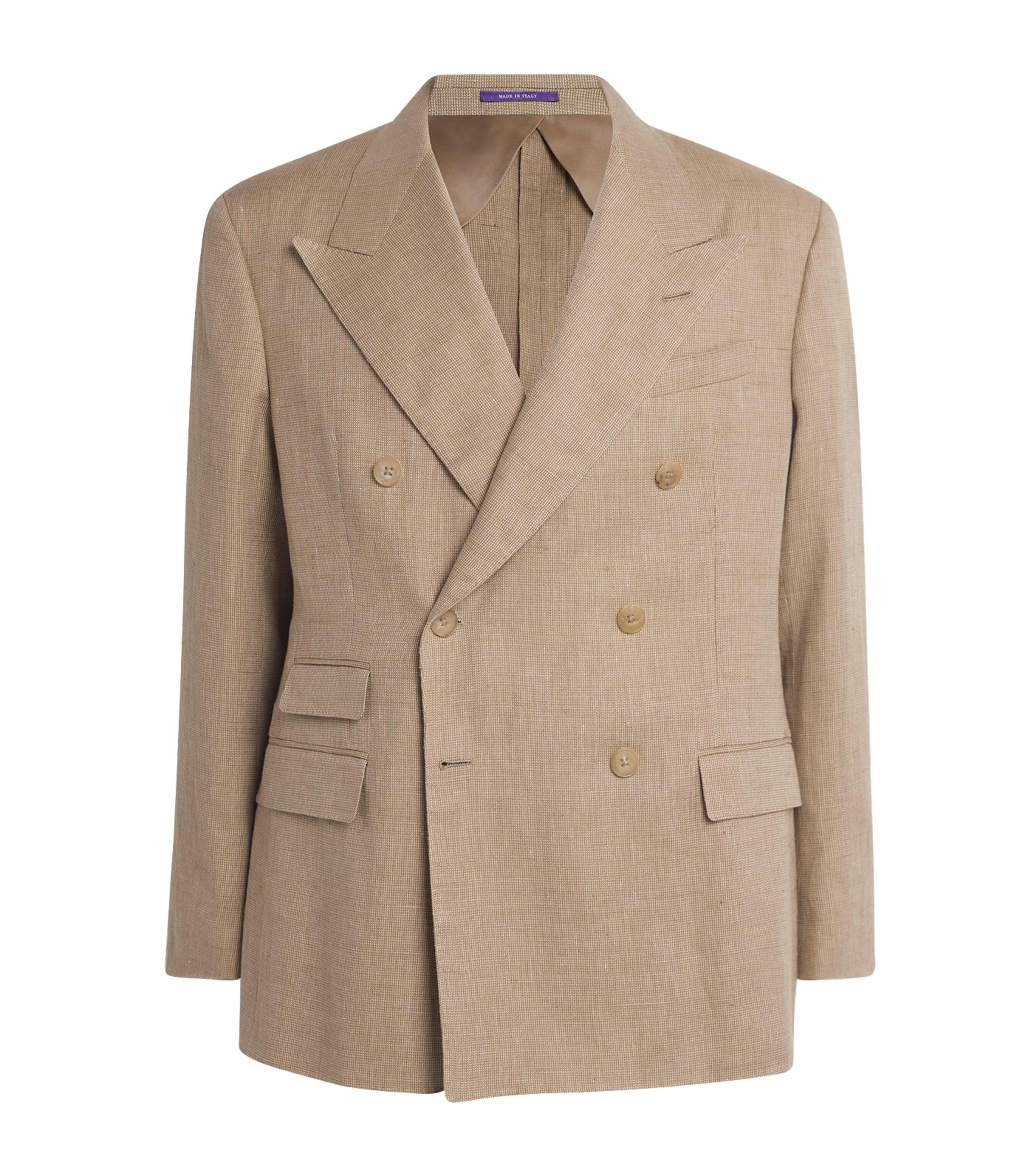 Ralph Lauren Purple Label Linen-Cotton-Silk Double-Breasted Blazer by RALPH LAUREN