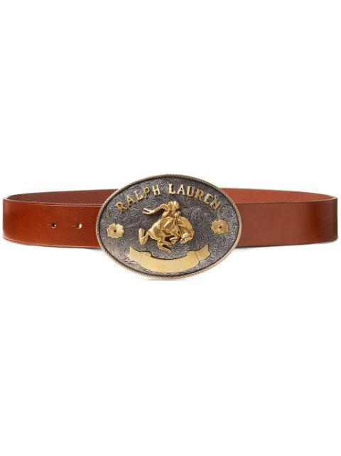 Rodeo-buckle leather belt by RALPH LAUREN