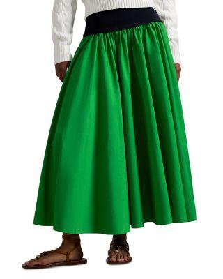 Shirred Cotton A-Line Skirt by RALPH LAUREN