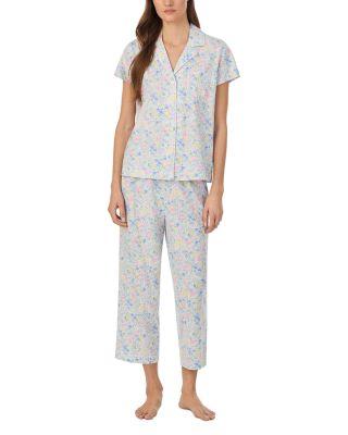 Short Sleeve Classic Knits Notch Collar Cropped Pant Pajama Set by RALPH LAUREN