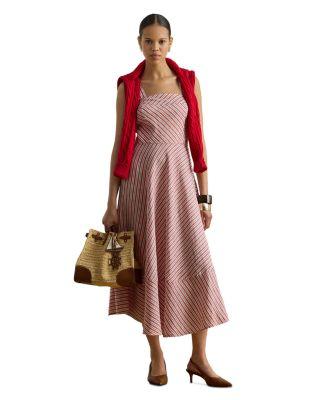Striped Linen Sleeveless Dress by RALPH LAUREN