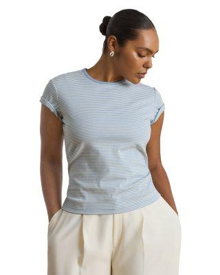 Striped Rib Knit Stretch Tee by RALPH LAUREN