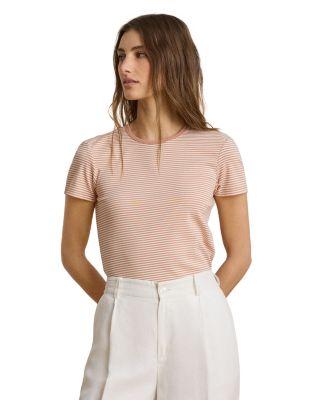 Striped Rib Knit Stretch Tee by RALPH LAUREN