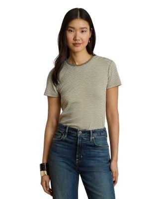 Striped Rib Knit Stretch Tee by RALPH LAUREN