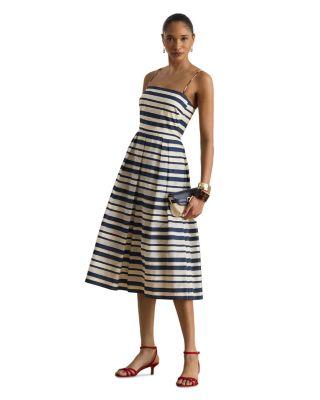 Striped Satin Sleeveless Cocktail Dress by RALPH LAUREN
