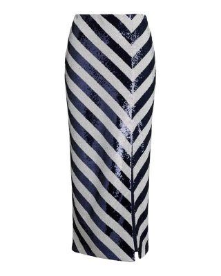 Striped Sequined Pencil Midi Skirt by RALPH LAUREN