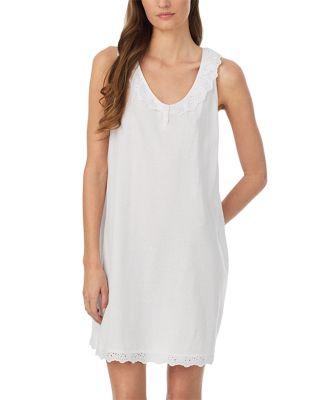 Textured Knit Eyelet Button Flutter Neck Gown by RALPH LAUREN