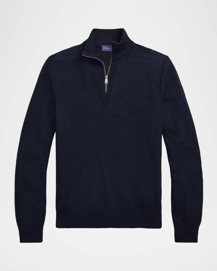 Textured Silk-Cotton Quarter-Zip Sweater by RALPH LAUREN