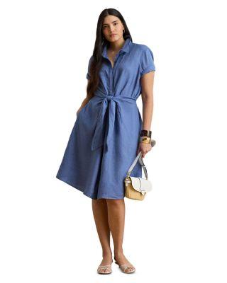 Tie Front Linen Shirt Dress by RALPH LAUREN