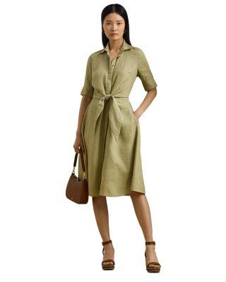 Tie Front Linen Shirt Dress - Petite by RALPH LAUREN