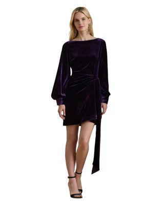 Tie-Front Velvet Cocktail Dress by RALPH LAUREN