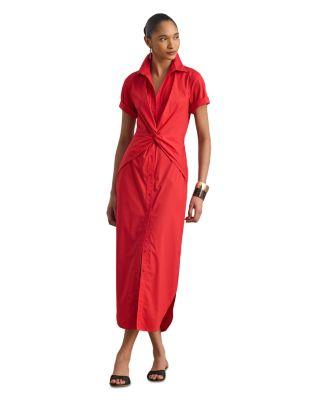 Twist Front Cotton Blend Shirtdress by RALPH LAUREN