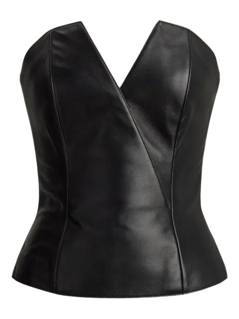 V-neck leather top by RALPH LAUREN