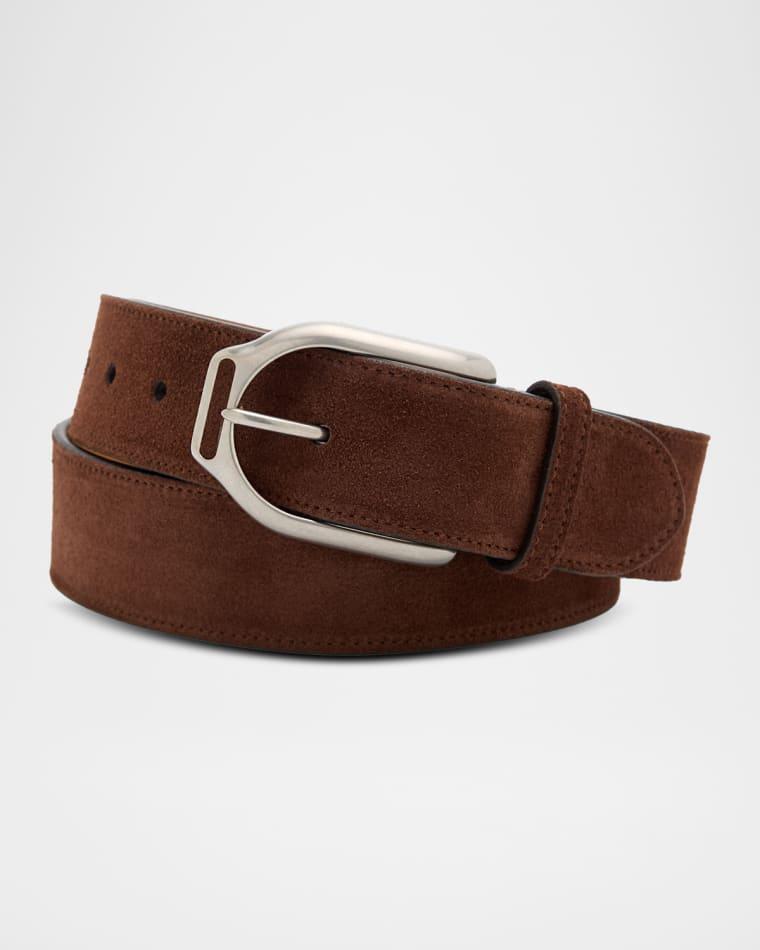 Welington Stirrup-Buckle Calf-Suede Belt by RALPH LAUREN