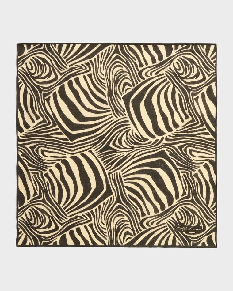Zebra-Print Linen Pocket Square by RALPH LAUREN