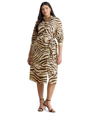Zebra Print Tie Front Crepe Shirtdress by RALPH LAUREN