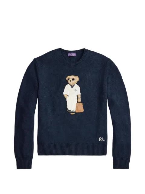 bear-appliqué crew-neck sweater by RALPH LAUREN