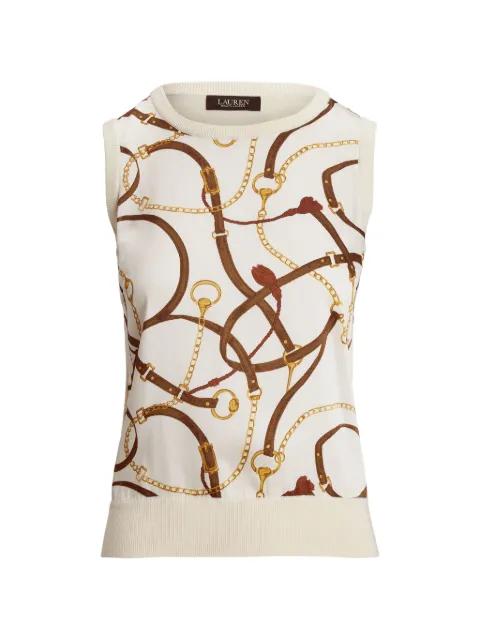 belt-print sleeveless top by RALPH LAUREN