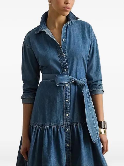 belted button-down mini dress by RALPH LAUREN