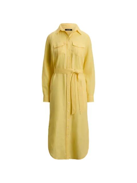 belted linen midi shirt dress by RALPH LAUREN