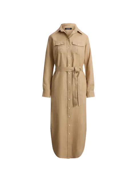 belted patch-pocket midi shirtdress by RALPH LAUREN
