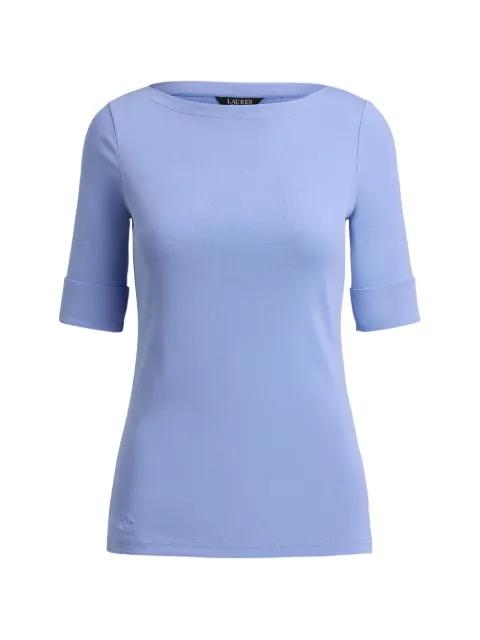 boat-neck turn-up-cuff T-shirt by RALPH LAUREN