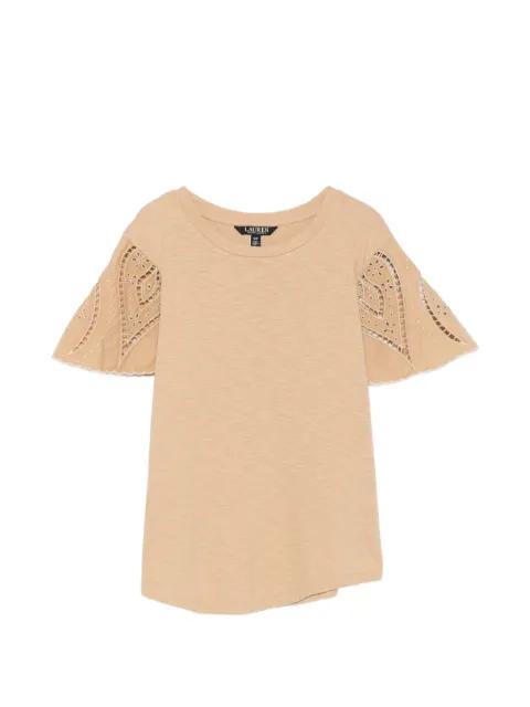 broderie-anglaise flutter-sleeve T-shirt by RALPH LAUREN