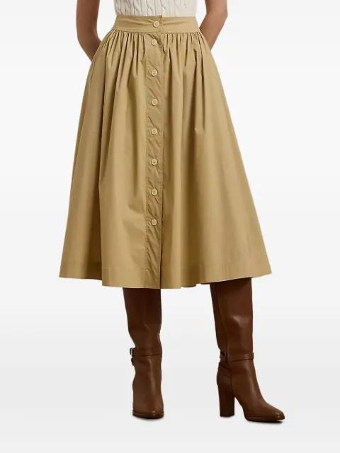button-front gathered skirt by RALPH LAUREN