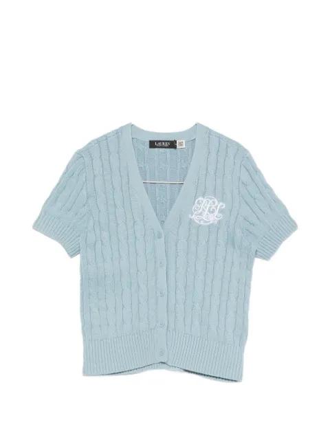cable-knit logo-embroidered cardigan by RALPH LAUREN