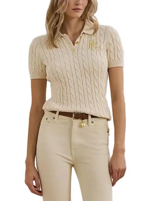 cable-knit polo top by RALPH LAUREN