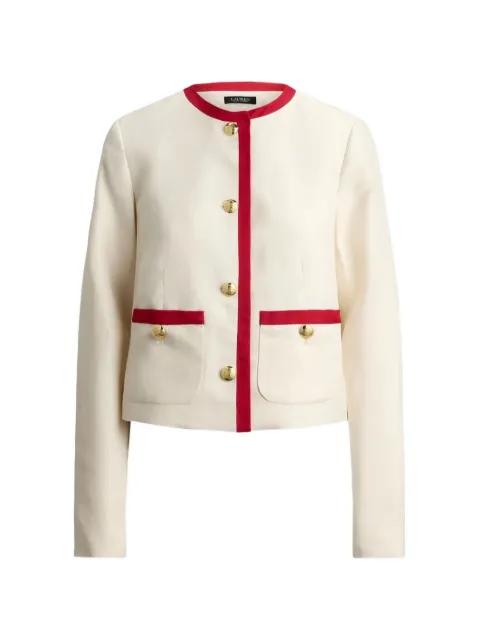 contrast-trim collarless blazer by RALPH LAUREN