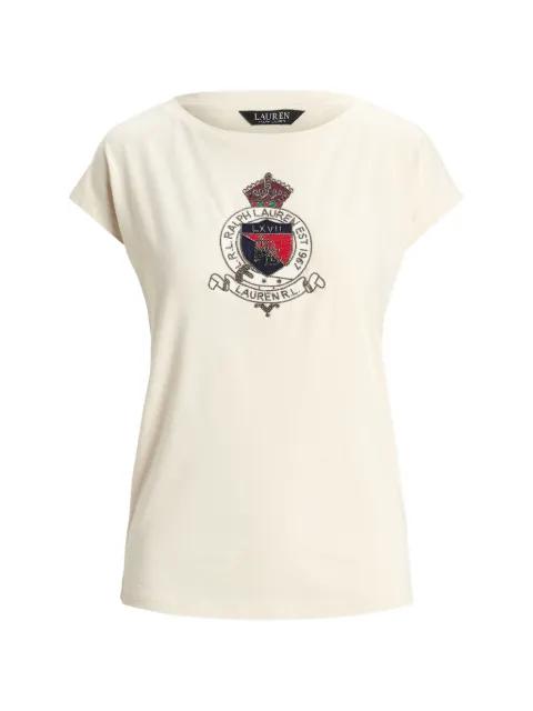 crest-patch cap-sleeve T-shirt by RALPH LAUREN