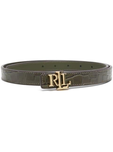 croco-embossed leather belt by RALPH LAUREN