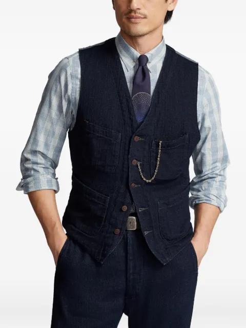 denim-panel waistcoat by RALPH LAUREN