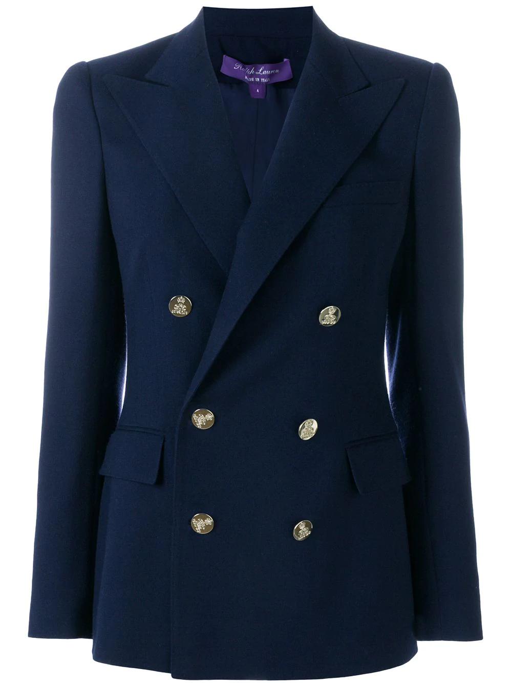 double-breasted fitted blazer by RALPH LAUREN