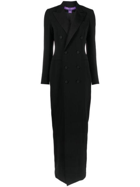 double-breasted suit maxi dress by RALPH LAUREN